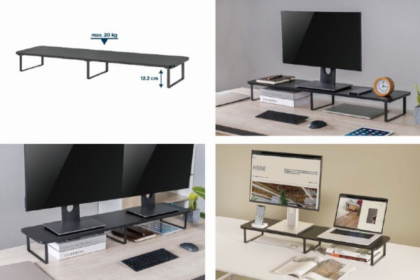 Gembird MS-TABLE2-01 Postolje za dva monitora 1000x260x122mm, Crno