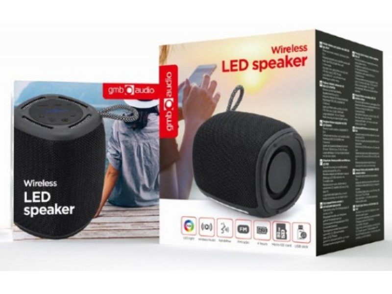 Gembird SPK-BT-LED-03-BK Bluetooth zvučnik RGB LED