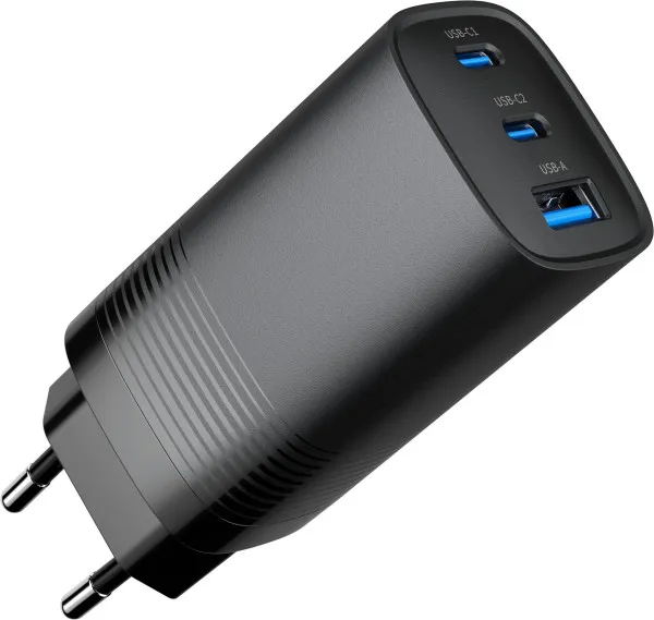Gembird TA-UC-PDQC65-01-BK USB Brzi punjač 3-port 65W GaN, Crni