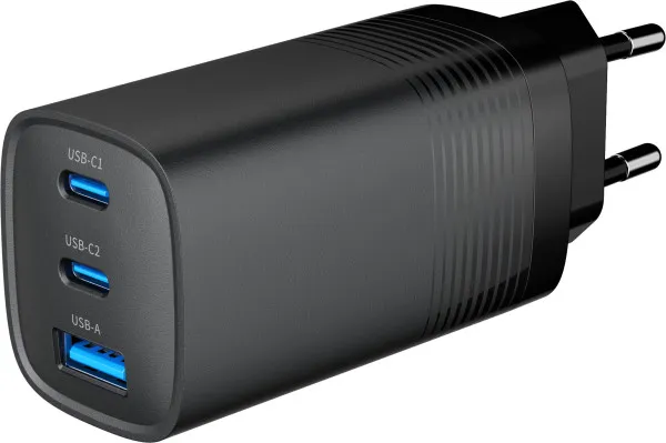 Gembird TA-UC-PDQC65-01-BK USB Brzi punjač 3-port 65W GaN, Crni