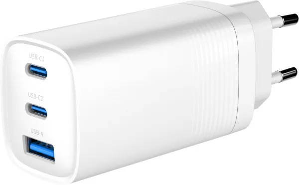 Gembird TA-UC-PDQC65-01-W USB Brzi punjač 3-port 65W GaN, Beli