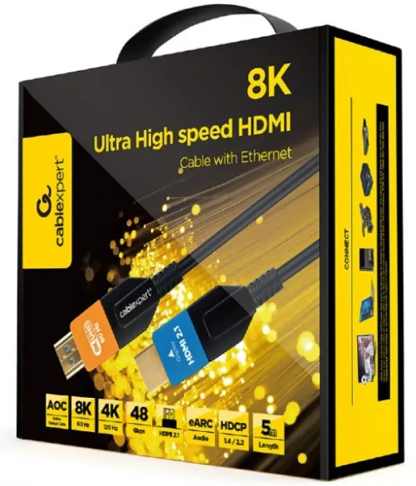 Gembird CC-HDMI8K-AOC-5M Aktivni optički HDMI kabal 2.1 8K UHD ULTRA High speed sa Ethernet 5m, Crni