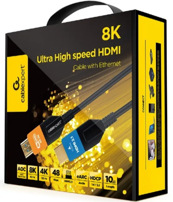Gembird CC-HDMI8K-AOC-10M Aktivni optički HDMI kabal 2.1 8K UHD ULTRA High speed sa Ethernet 10m, Crni