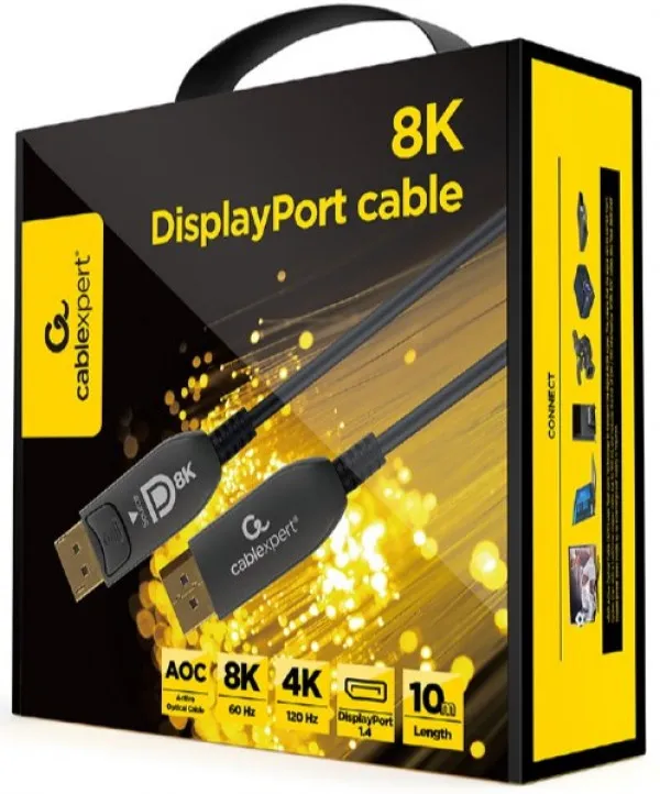 Gembird CC-DP8K-AOC-10M Aktivni optički kabal DisplayPort v.1.4 (8K@60Hz/4K@120Hz) 10m, Crni