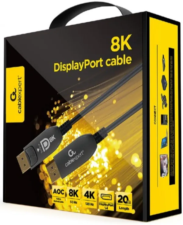 Gembird CC-DP8K-AOC-20M Aktivni optički kabal DisplayPort v.1.4 (8K@60Hz/4K@120Hz) 20m, Crni