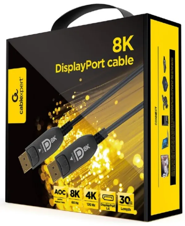 Gembird CC-DP8K-AOC-30M Aktivni optički kabal DisplayPort v.1.4 (8K@60Hz/4K@120Hz) 30m, Crni