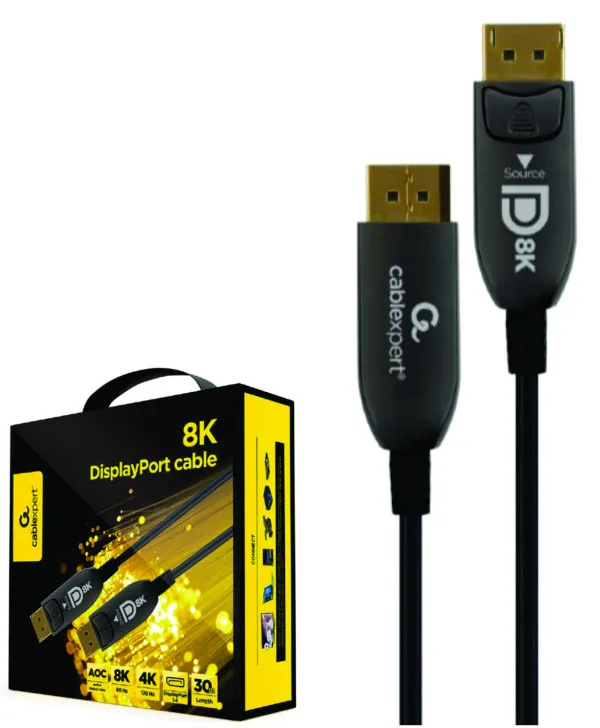 Gembird CC-DP8K-AOC-30M Aktivni optički kabal DisplayPort v.1.4 (8K@60Hz/4K@120Hz) 30m, Crni