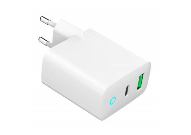 Gembird TA-UC-PDQC20L-W-01 punjac 20W 2-port USB-A+USB-C LED, Bela