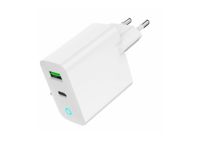 Gembird TA-UC-PDQC20L-W-01 punjac 20W 2-port USB-A+USB-C LED, Bela