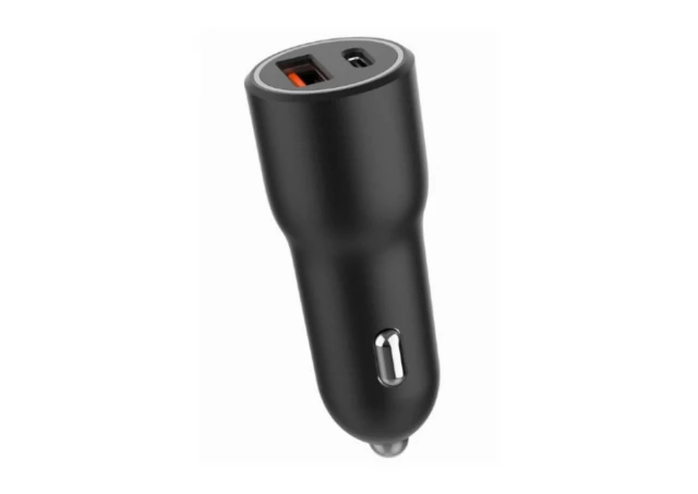 Gembird TA-UC-AC2PDQC38-CAR-01 2-port USB car fast charger Type-C PD 38W, Crna