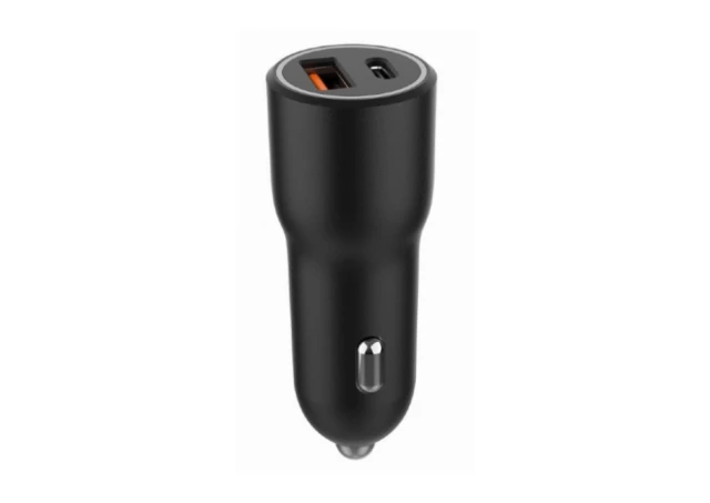 Gembird TA-UC-AC2PDQC38-CAR-01 2-port USB car fast charger Type-C PD 38W, Crna
