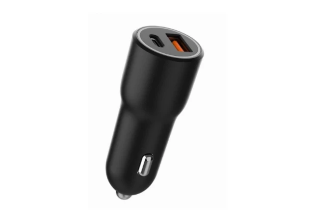 Gembird TA-UC-AC2PDQC38-CAR-01 2-port USB car fast charger Type-C PD 38W, Crna