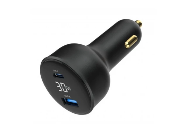 Gembird TA-UC-AC2PD30LCD-CAR-01 2-port USB brzi punjac za auto Type-C PD LCD 30W