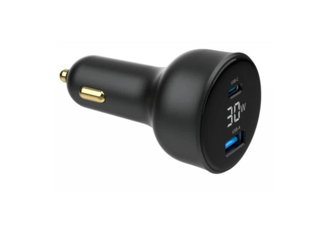 Gembird TA-UC-AC2PD30LCD-CAR-01 2-port USB brzi punjac za auto Type-C PD LCD 30W