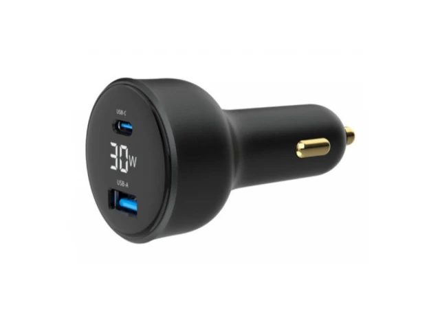 Gembird TA-UC-AC2PD30LCD-CAR-01 2-port USB brzi punjac za auto Type-C PD LCD 30W