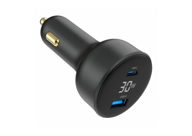 Gembird TA-UC-AC2PD30LCD-CAR-01 2-port USB brzi punjac za auto Type-C PD LCD 30W