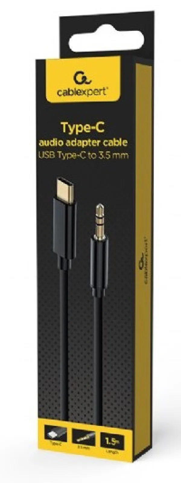 Gembird CCA-CM3.5M-1.5M USB-C kabal na stereo 3.5 mm AUX 1.5 m, Crni