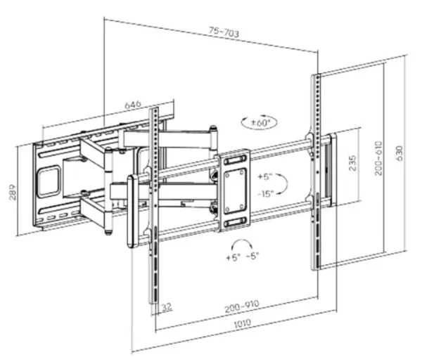 Gembird WM-120ST-01 Nosač za televizor Rotiranje 60-120 VESA 90x60cm Max 120kg