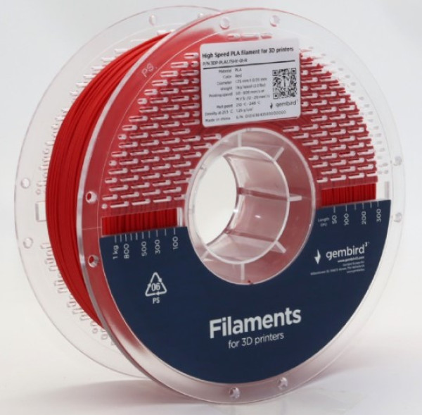 Gembird 3DP-PLA1.75HY-01-R Filament velike brzine za 3D štampač, Crveni