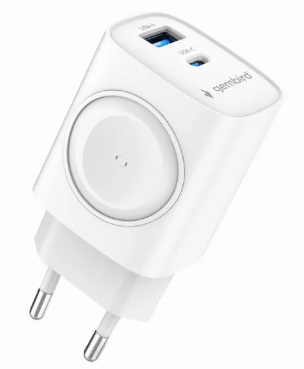 Gembird TA-UC-PDQCW20-01-W Punjač za telefon i Apple Watch Brzo punjenje 20W, Beli