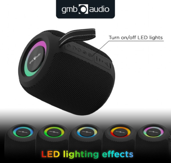 Gembird SPK-BT-LED-05-BK Bežični zvučnik RGB LED TWS speaker 8W BT FM USB Handsfree, Crni