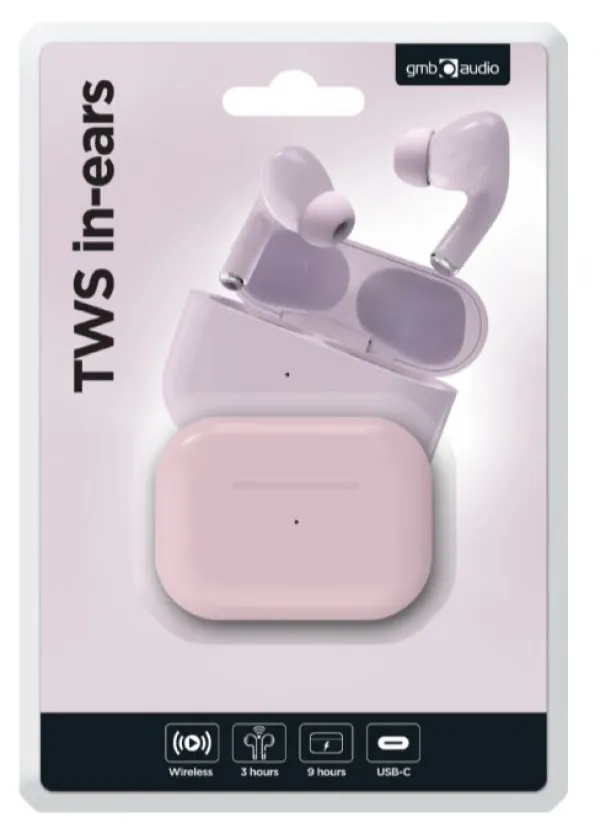 Gembird TWS-03-P Slušalice Bluetooth V5.0 TWS, Roze