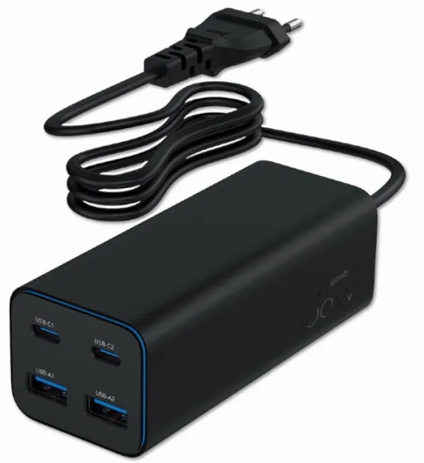 Gembird TA-UC-2A2C-PD100-01-BK Punjač 4-port 100W GaN USB Brzi PowerDelivery, Crni