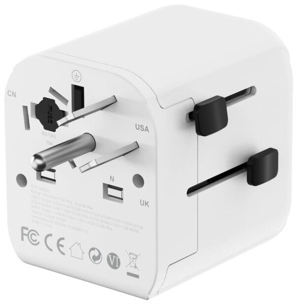 Gembird TPA-EU1A1C20-01-W Putni adapter Gembird Univerzalni sa uzemljenjem 20W