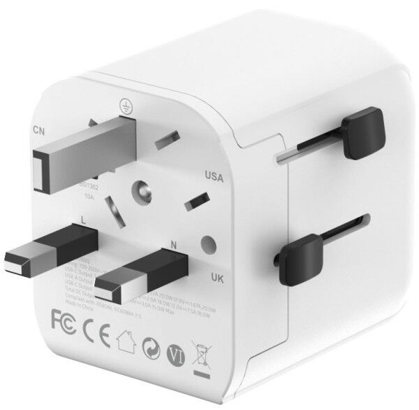 Gembird TPA-EU1A1C20-01-W Putni adapter Gembird Univerzalni sa uzemljenjem 20W