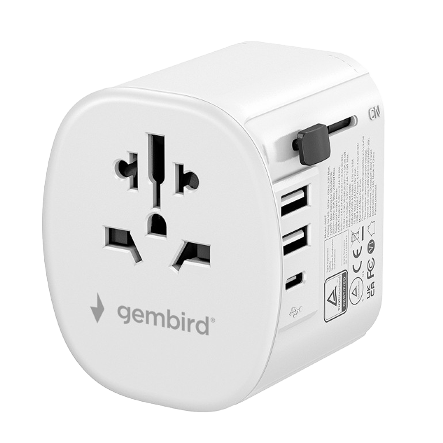 Gembird TPA-EU2A1C15-01-W univerzalni adapter za napaјanje za sve zemlje USB + Type-C punjač 20W, Beli