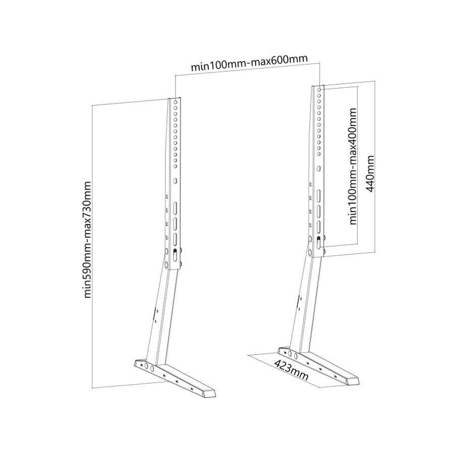 Gembird TVS-D70F-01 TV postolje 37"-70", Crno