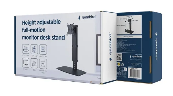 Gembird MS-D1ST-02 Nosač za monitor stoni podesiva visina puni opseg pokreta 17-32" nosivost 8kg
