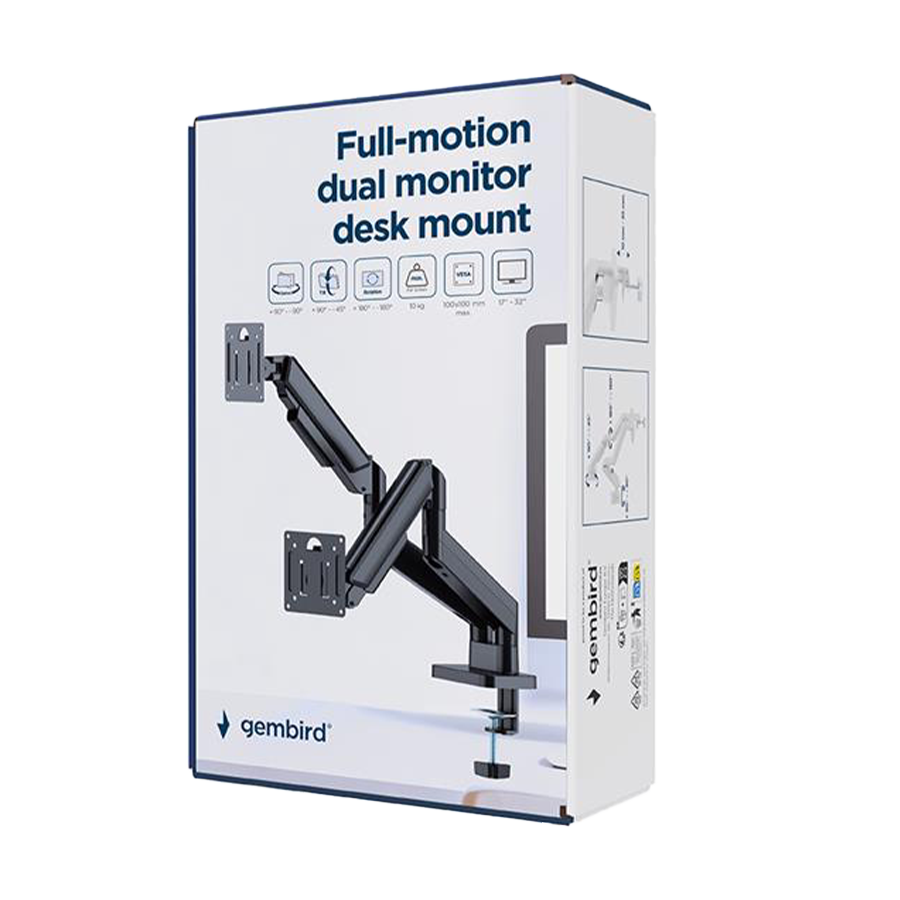 Gembird MA-DA2-06 Nosač za dva monitora Nosač za sto 17" do 32" do 10 kg, Crni
