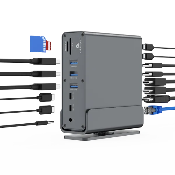 Gembird A-CF-COMBO15-01 USB Type-C 15-u-1 Multi-port adapter USB Hub HDMI DP LAN 3.5mm