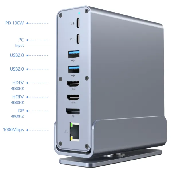Gembird A-CF-COMBO15-01 USB Type-C 15-u-1 Multi-port adapter USB Hub HDMI DP LAN 3.5mm