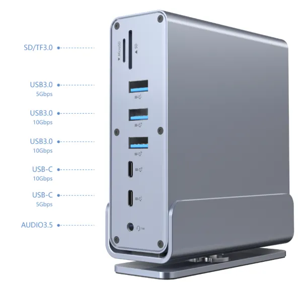 Gembird A-CF-COMBO15-01 USB Type-C 15-u-1 Multi-port adapter USB Hub HDMI DP LAN 3.5mm