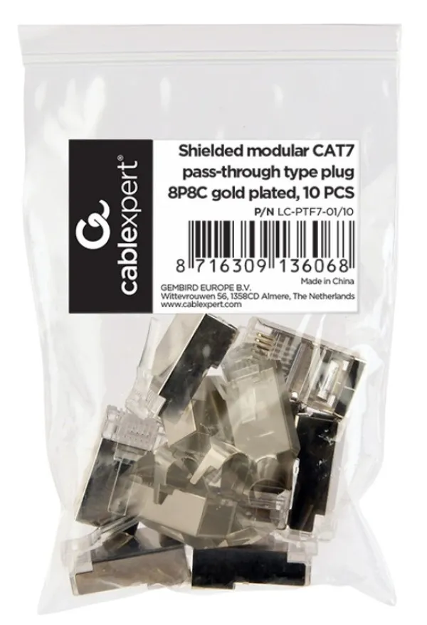 Gembird LC-PTF7-01/10 CAT7 prolazni utikač Zaštićeni (FTP/SFTP) 10 komada