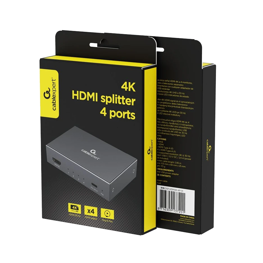 Gembird DSP-HDMI4K-4P-01 video spliter HDMI 4-portov