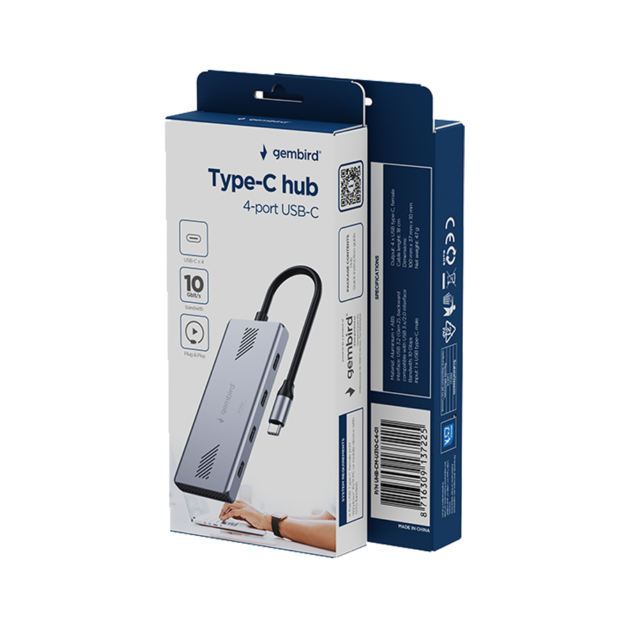 Gembird UHB-CM-U310-C4-01 USB Hub Type-C na Type-C 4-port USB-C 3.2 Gen 2