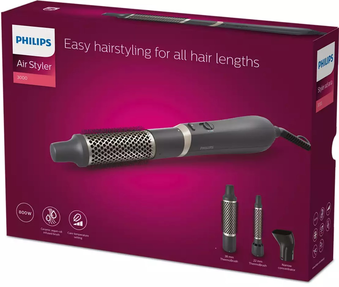 Philips BHA301/00 Električna četka za kosu Air styler Essential, Crna