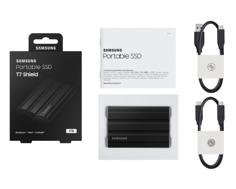 Samsung T7 Shield Eksterni SSD MU-PE1T0S 1TB, Crni