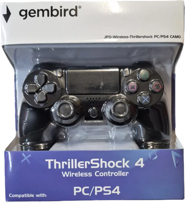 Gembird JPD-Wireless-Thrillershock Džojstik sa dvostrukom vibracijom v2 PC/PS4, Crni