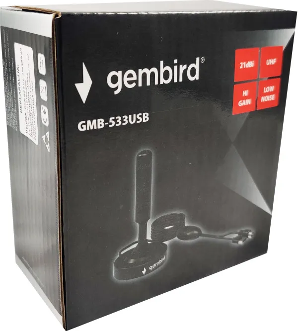Gembird GMB-533USB Antena sobna/spoljna sa pojacalom UHF dobit 21dB visina 15cm USB 5m (495)