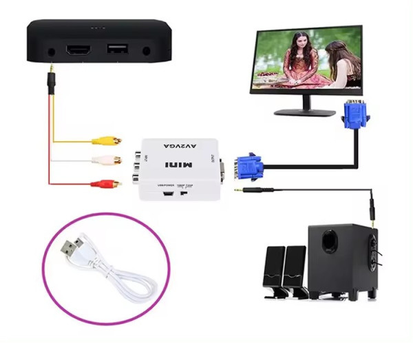 Gembird Konverter AV u VGA Mini, Beli