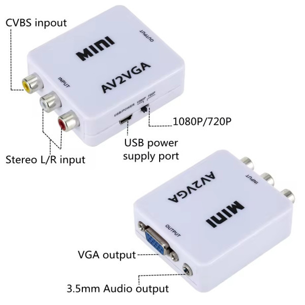 Gembird Konverter AV u VGA Mini, Beli
