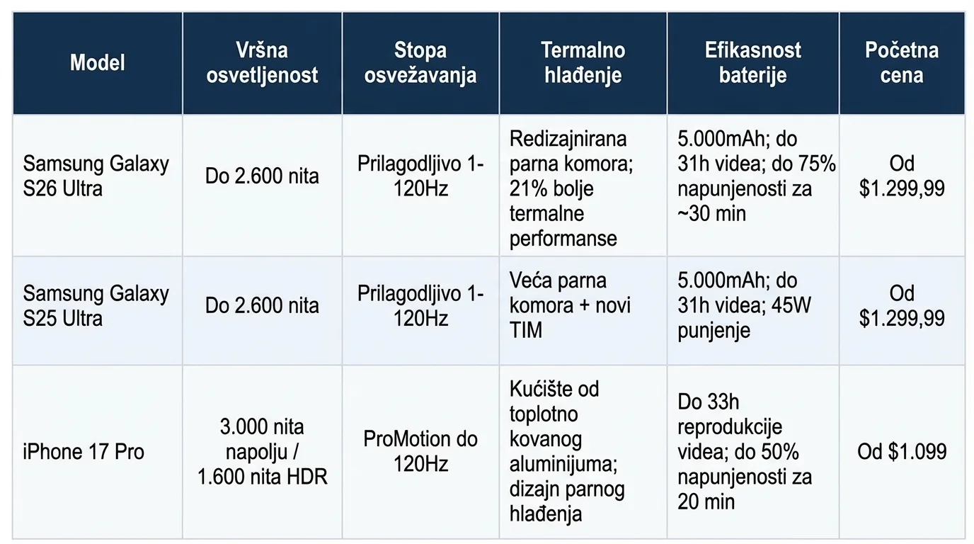 M6 technical spec table. Note: brightness and battery figures are vendor-stated and not perfectly apples-to-apples across brands.