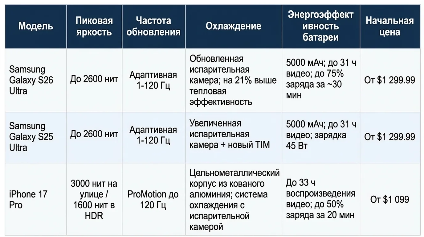 M6 technical spec table. Note: brightness and battery figures are vendor-stated and not perfectly apples-to-apples across brands.
