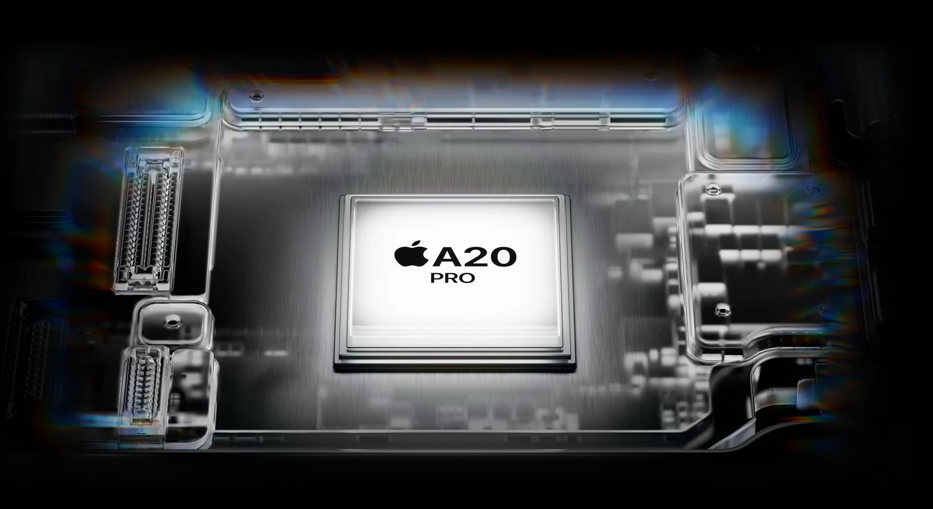 The A20 Pro chip at the centre of a graphic showing a smartphone’s internal cooling system