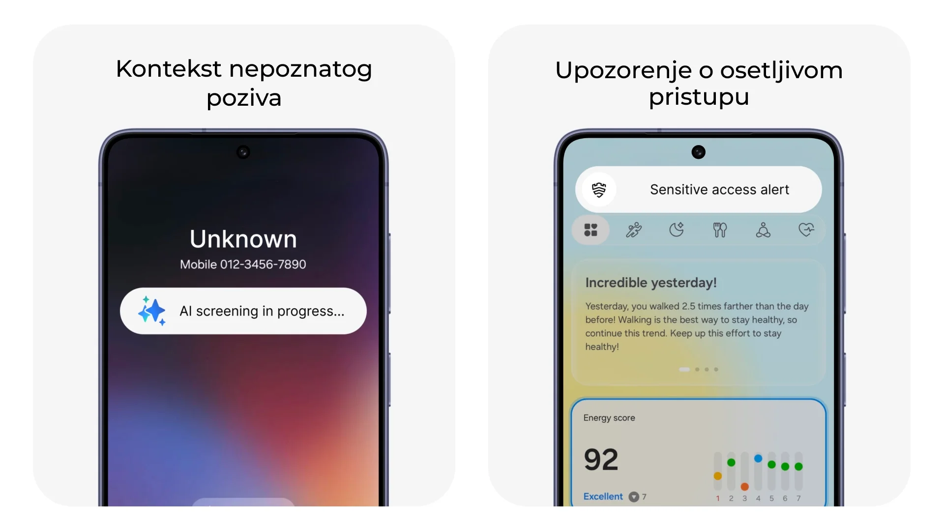 Ekran dolaznog poziva koji prikazuje da je u toku filtriranje poziva veštačkom inteligencijom