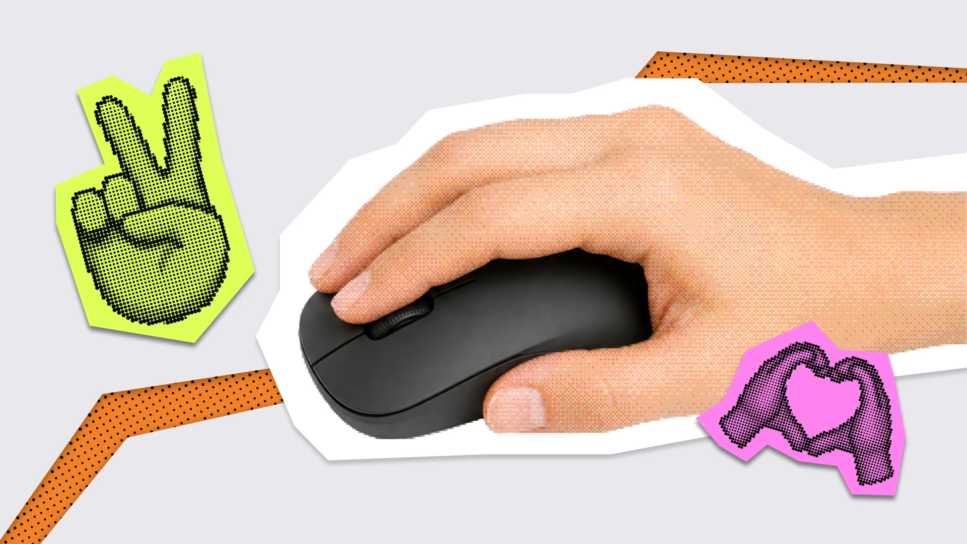 A student’s hand resting on a wireless mouse during computer work